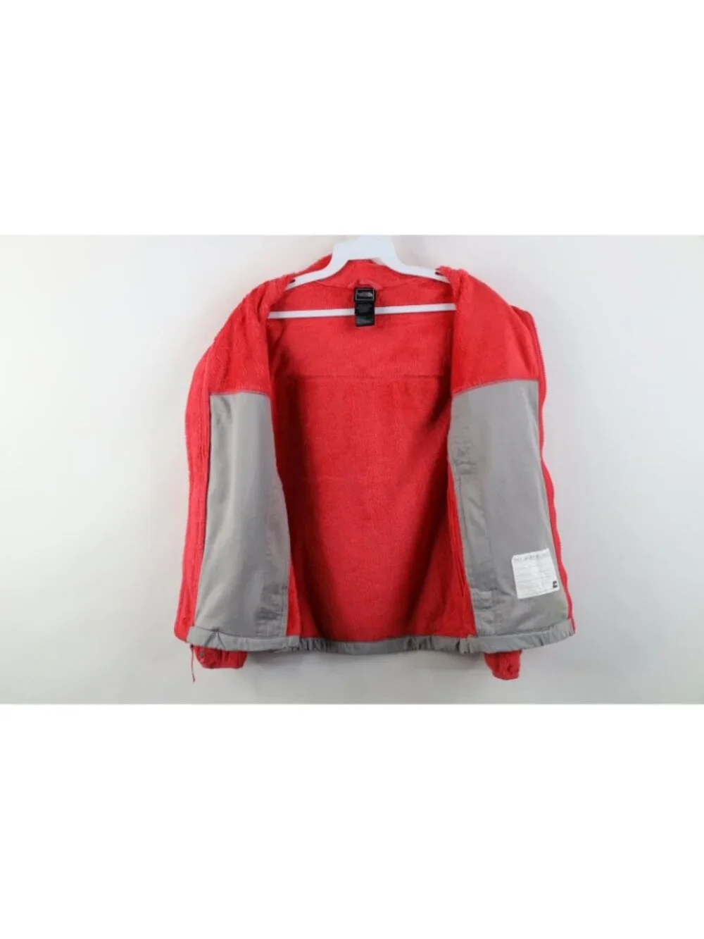 Vtg Y2K The North Face Girls Large Spell Out Shag Fleece Full Zip Jacket Pink